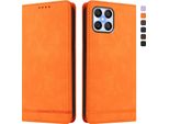 Custodia Per Honor X8 4G, Custodia Retro In Finto Cuoio Flip Con Supporto E Slot Per Schede Arancione
