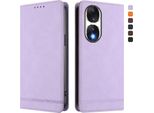 Custodia Per Honor 90, Flip Case In Finto Cuoio Retrò Con Supporto E Slot Per Carte Di Credito Viola