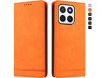 Custodia Per Honor X8C, Custodia Retro In Finto Cuoio Flip Con Supporto E Slot Per Schede Arancione