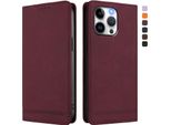 Custodia Per Iphone 14 Pro Max, Custodia Retro In Finto Cuoio Con Supporto E Slot Per Carte Di Credito Rosso