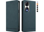 Custodia Per Honor 90, Flip Case In Finto Cuoio Retrò Con Supporto E Slot Per Carte Di Credito Verde