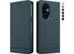 Custodia Per Honor 200, Flip Case In Finto Cuoio Retrò Con Supporto E Slot Per Carte Di Credito Verde