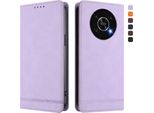 Custodia Per Honor X9 5G/4G, Retro Custodia In Finto Cuoio Flip Con Supporto E Slot Per Carte Purple