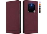 Custodia Per Honor Gt Pro, Flip Case In Finto Cuoio Retrò Con Supporto E Slot Per Carte Di Credito Rosso