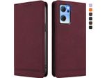 Custodia Per Oppo Reno7 5G, Custodia Retro In Finto Cuoio Con Supporto E Slot Per Carte Di Credito Rosso