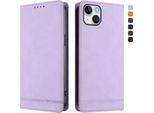 Custodia Per Iphone 15 Plus, Custodia Retro In Finto Cuoio Con Supporto E Slot Per Carte Di Credito Viola