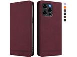 Custodia Per Doogee Note 58 / Note 58 Pro, Retro Custodia In Finto Cuoio Flip Con Supporto E Slot Per Carte Rosso