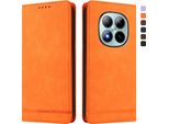 Custodia Per Xiaomi Redmi Note 15 Pro+, Custodia Retro In Finto Cuoio Con Supporto E Slot Per Schede Arancione