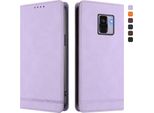 Custodia Per Samsung Galaxy A8 2018, Retro Custodia Flip In Finto Cuoio Con Supporto E Slot Per Carte Purple
