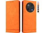 Custodia Per Coolpad C16, Custodia Retro In Finto Cuoio Flip Con Supporto E Slot Per Schede Arancione