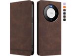 Custodia Per Huawei Mate 60, Custodia Retro In Finto Cuoio Con Supporto E Slot Per Carte Di Credito Marrone