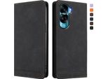 Custodia Per Honor 90 Lite, Flip Case In Finto Cuoio Retrò Con Supporto E Slot Per Carte Nero