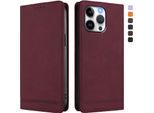 Custodia Per Iphone 15 Pro Max, Custodia Retro In Finto Cuoio Con Supporto E Slot Per Carte Di Credito Rosso