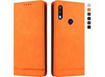 Custodia Per Honor 9X, Flip Case In Finto Cuoio Retrò Con Supporto E Slot Per Carte Di Credito Arancione