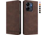 Custodia Per Xiaomi Poco M6 5G/C65/Redmi 13C, Retro Custodia In Finto Cuoio Flip Con Supporto E Slot Per Schede Brown