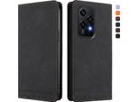 Custodia Per Honor 200 Lite, Flip Case In Finto Cuoio Retrò Con Supporto E Slot Per Carte Di Credito Nero