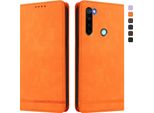 Custodia Per Xiaomi Redmi Note 8, Retro Custodia In Finto Cuoio Flip Con Supporto E Slot Per Schede Arancione