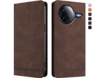 Custodia Per Xiaomi Poco F7 Pro/F7 Ultra, Retro Custodia Flip In Finto Cuoio Con Supporto E Slot Per Carte Di Credito Marrone