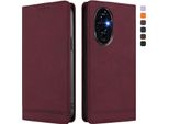 Custodia Per Honor 200 Pro, Flip Case In Finto Cuoio Retrò Con Supporto E Slot Per Carte Di Credito Rosso