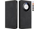 Custodia Per Huawei Mate 60, Custodia Retro In Finto Cuoio Con Supporto E Slot Per Carte Di Credito Nero