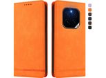 Custodia Per Honor Gt Pro, Flip Case In Finto Cuoio Retrò Con Supporto E Slot Per Carte Di Credito Arancione