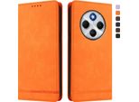 Custodia Per Xiaomi Poco M7 5G/C75 4G/Redmi 14C/14R/A4/A3 Pro, Custodia Retro In Finto Cuoio Flip Con Supporto E Slot Per Schede Arancione