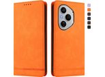 Custodia Per Honor 400 Pro, Flip Case In Finto Cuoio Retrò Con Supporto E Slot Per Carte Di Credito Arancione