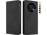 Custodia Per Honor X9 5G/4G, Retro Custodia In Finto Cuoio Flip Con Supporto E Slot Per Schede Nero
