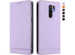 Custodia Per Xiaomi Redmi 9, Retro Custodia In Finto Cuoio Flip Con Supporto E Slot Per Carte Purple