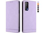 Custodia Per Huawei Y7A, Custodia Retro In Finto Cuoio Con Supporto E Slot Per Carte Di Credito Viola