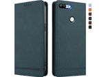 Custodia Per Honor 9 Lite, Flip Case In Finto Cuoio Retrò Con Supporto E Slot Per Carte Verde