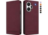 Custodia Per Xiaomi Redmi Note 13 Pro+, Retro Custodia Flip In Finto Cuoio Con Supporto E Slot Per Carte Rosso