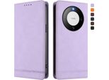 Custodia Per Huawei Mate 60 Pro/Mate 60 Pro+, Custodia Retro In Finto Cuoio Con Supporto E Slot Per Carte Purple