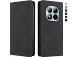 Custodia Per Xiaomi Redmi Note 15 Pro+, Retro Custodia In Finto Cuoio Flip Con Supporto E Slot Per Schede Nero
