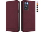 Custodia Per Doogee N60 Pro, Custodia Retro In Finto Cuoio Flip Con Supporto E Slot Per Carte Rosso