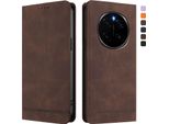 Custodia Per Honor Magic7, Flip Case In Finto Cuoio Retrò Con Supporto E Slot Per Carte Di Credito Marrone