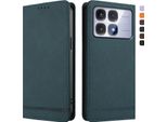 Custodia Per Xiaomi Redmi K70 Ultra, Custodia Flip In Finto Cuoio Retro Con Supporto E Slot Per Carte Verde