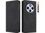 Custodia Per Xiaomi Poco M7 5G/C75 4G/Redmi 14C/14R/A4/A3 Pro, Retro Custodia In Finto Cuoio Flip Con Supporto E Slot Per Schede Nero