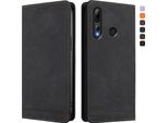 Custodia Per Honor 20 Lite/Honor 10I, Flip Case In Finto Cuoio Retrò Con Supporto E Slot Per Carte Di Credito Nero