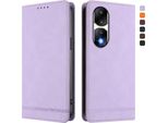 Custodia Per Honor 90 Pro, Flip Case In Finto Cuoio Retrò Con Supporto E Slot Per Carte Di Credito Viola
