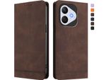 Custodia Per Honor 400 Lite, Flip Case In Finto Cuoio Retrò Con Supporto E Slot Per Carte Di Credito Marrone