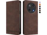Custodia Per Coolpad C16, Custodia Retro In Finto Cuoio Flip Con Supporto E Slot Per Carte Di Credito Marrone