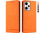 Custodia Per Xiaomi Poco F5/Redmi Note 12 Turbo 5G, Retro Custodia Flip In Finto Cuoio Con Supporto E Slot Per Schede Arancione