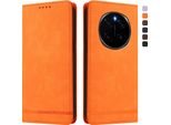 Custodia Per Honor Magic7, Flip Case In Finto Cuoio Retrò Con Supporto E Slot Per Carte Di Credito Arancione