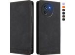 Custodia Per Doogee Note 59 / Note 59 Pro, Retro Custodia In Finto Cuoio Flip Con Supporto E Slot Per Carte Nero