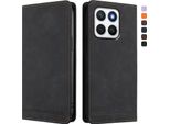 Custodia Per Honor X8C, Custodia Retro In Finto Cuoio Flip Con Supporto E Slot Per Carte Nero