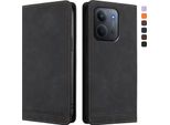 Custodia Per Xiaomi Redmi 15C 5G/4G, Retro Custodia Flip In Finto Cuoio Con Supporto E Slot Per Carte Nero
