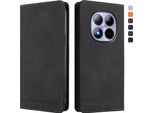 Custodia Per Xiaomi Redmi Note 15 Pro, Retro Custodia Flip In Finto Cuoio Con Supporto E Slot Per Schede Nero