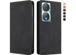 Custodia Per Honor X7B 4G/Honor X7B 5G/Honor 90 Smart, Custodia Retro In Finto Cuoio Flip Con Supporto E Slot Per Carte Di Credito Nero