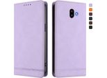 Custodia Per Samsung Galaxy J6 Plus, Custodia Retro In Finto Cuoio Con Supporto E Slot Per Carte Di Credito Viola